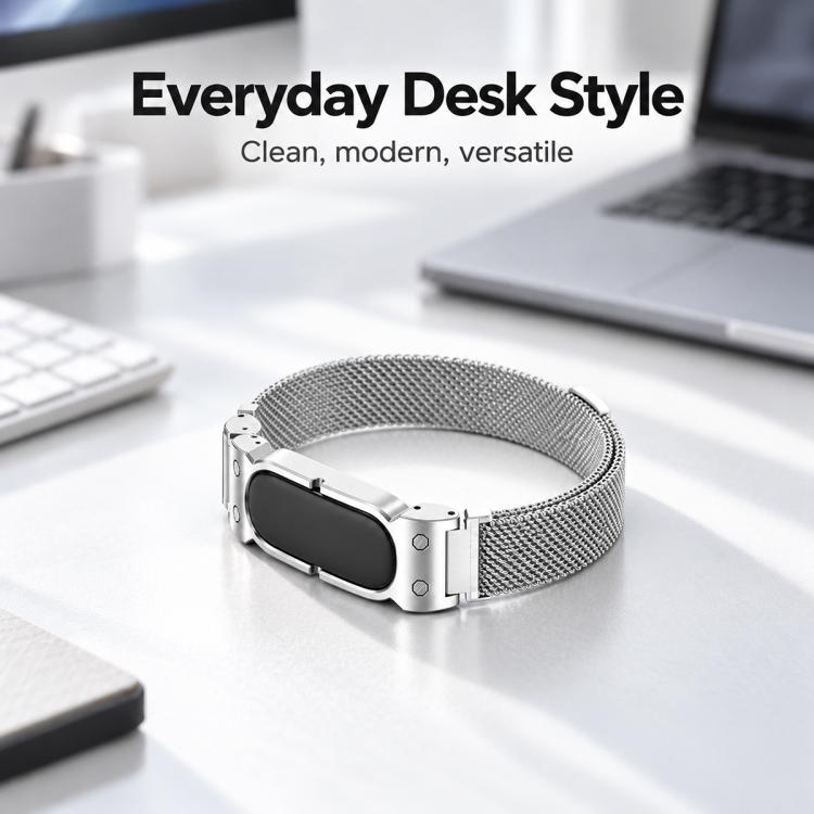 xDfind Metal Case Integrated Milanese Magnetic Stainless Steel Watch Band, For Google Fitbit Air