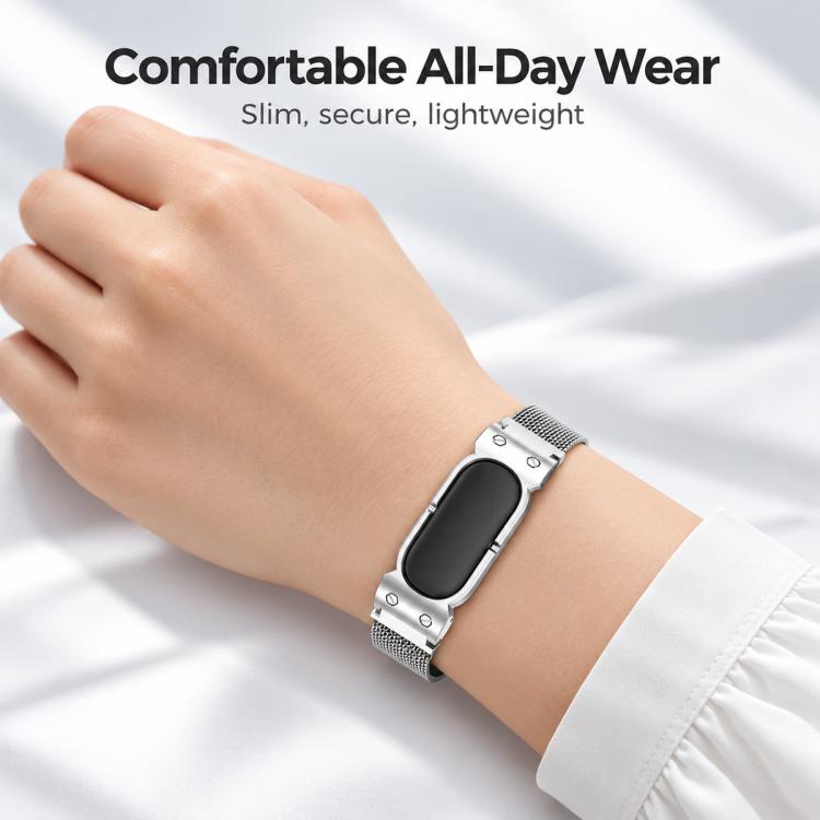 xDfind Metal Case Integrated Milanese Magnetic Stainless Steel Watch Band, For Google Fitbit Air