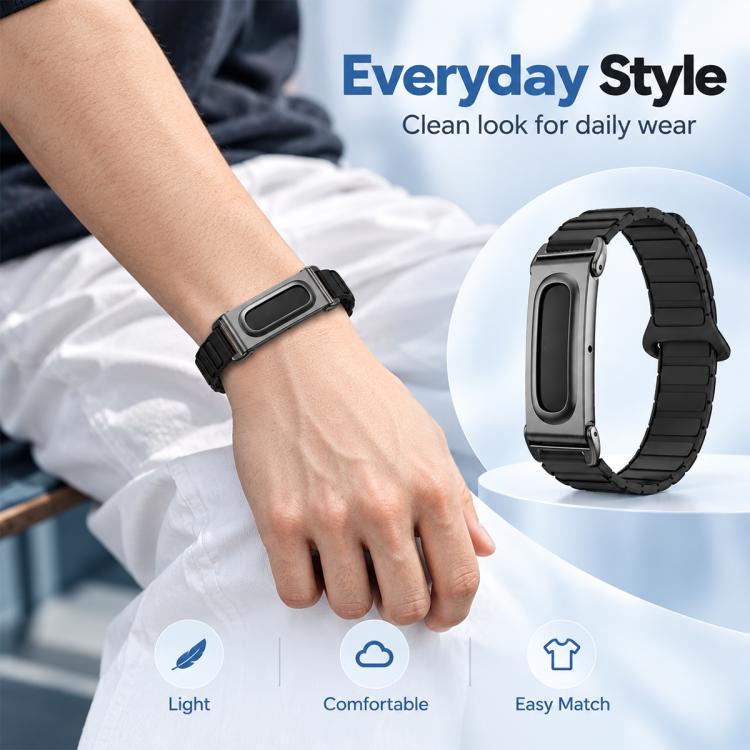 xDfind Metal Frame I-Shaped Magnetic Silicone Watch Band, For Google Fitbit Air