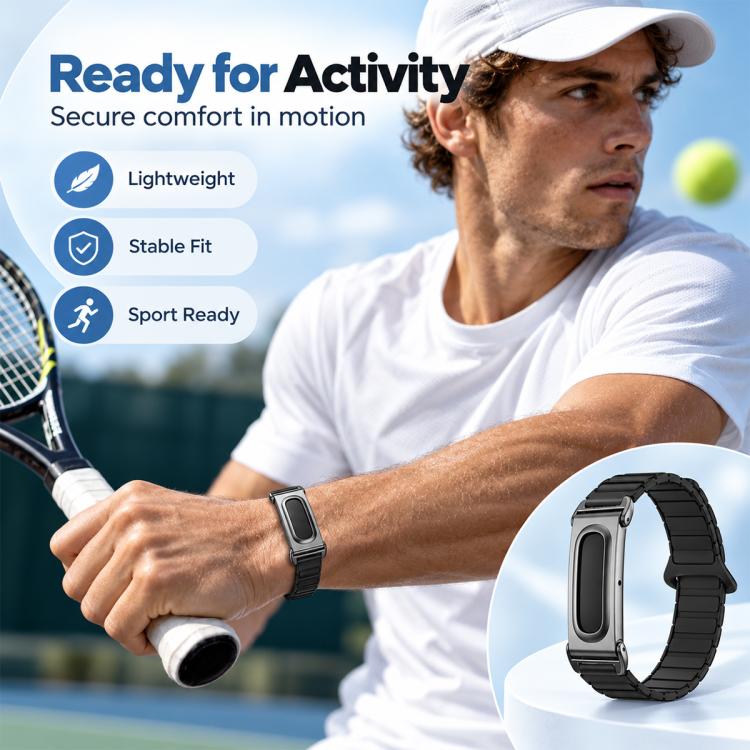 xDfind Metal Frame I-Shaped Magnetic Silicone Watch Band, For Google Fitbit Air