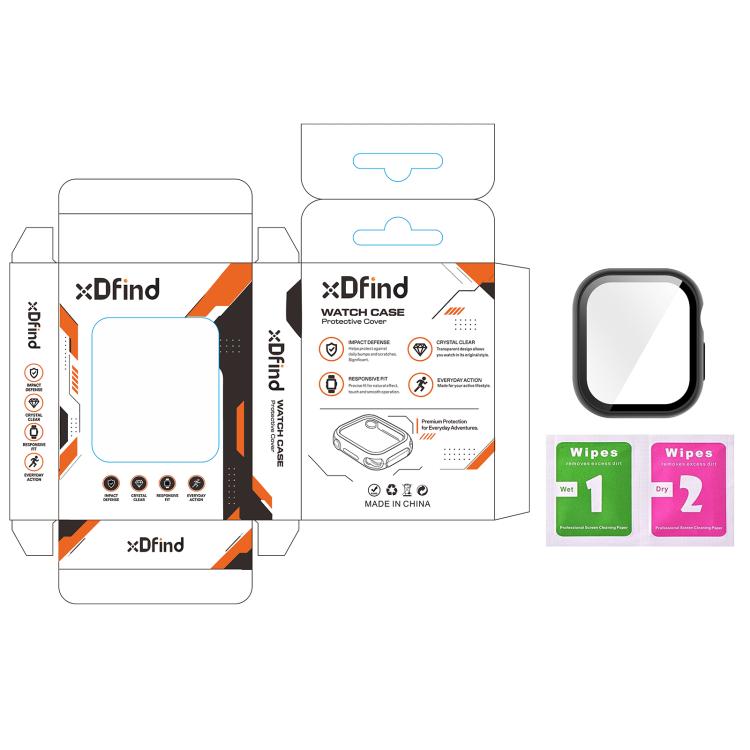 xDfind Tempered Film Integrated PC Watch Protective Case, For Apple Watch Series 9 / 8 / 7 45mm