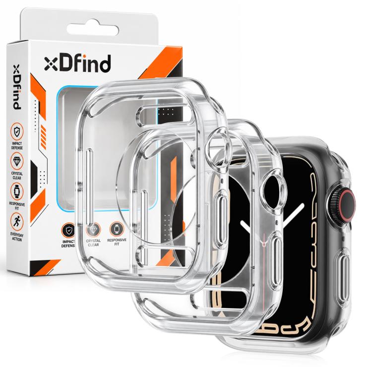 2 PCS/Pack xDfind Hollow TPU Watch Protective Case, For Apple Watch Series 11 42mm / 10 42mm, For Apple Watch Series 9 / 8 / 7 45mm