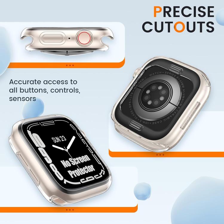 2 PCS/Pack xDfind Hollow TPU Watch Protective Case, For Apple Watch Series 11 42mm / 10 42mm, For Apple Watch Series 9 / 8 / 7 45mm