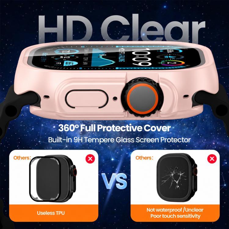xDfind 360 Degree Full Coverage Waterproof Tempered Film Integrated PC Watch Case, For Apple Watch Ultra 4 / 3 / 2 / 1 49mm