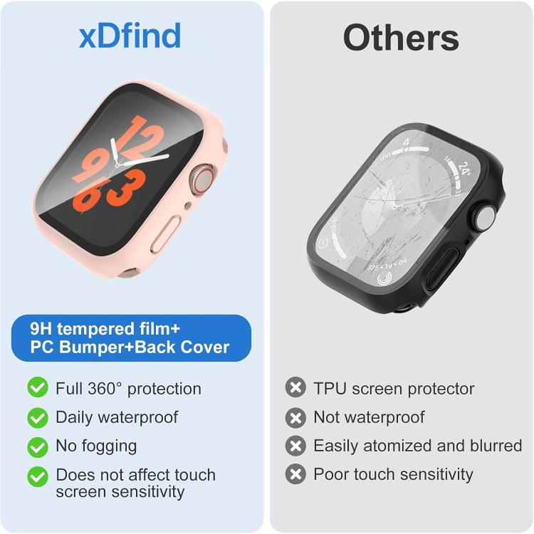 xDfind 360 Degree Full Coverage Waterproof Tempered Film Integrated PC Watch Case, For Apple Watch Series 12 42mm Aluminum / Titanium