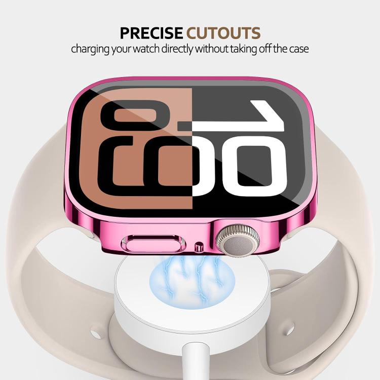 xDfind Straight Edge Waterproof Electroplated Matte Film Integrated Watch Case, For Apple Watch Series 12 42mm Aluminum / Titanium