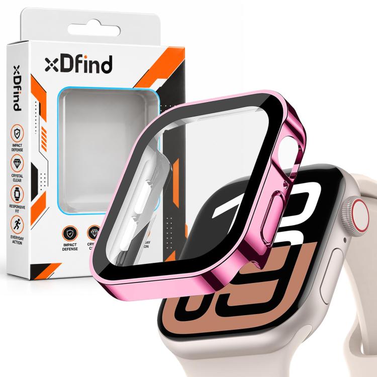 xDfind Straight Edge Waterproof Electroplated Matte Film Integrated Watch Case, For Apple Watch Series 11 46mm / 10 46mm