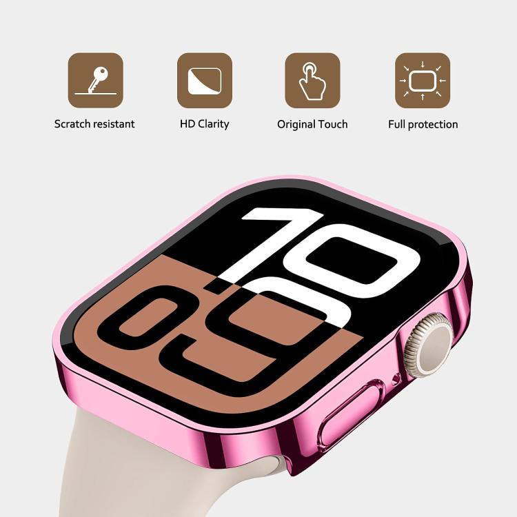 xDfind Straight Edge Waterproof Electroplated Matte Film Integrated Watch Case, For Apple Watch Series 11 42mm / 10 42mm