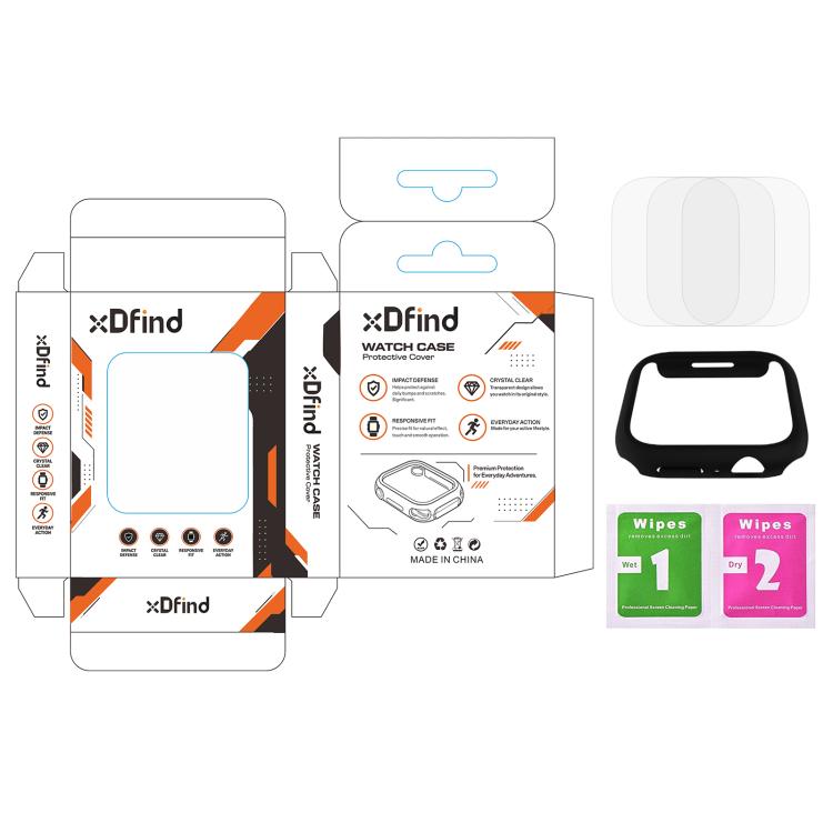 xDfind Hollow PC Watch Case with 3 PCS Soft Hydrogel Film, For Apple Watch Series 11 46mm / 10 46mm
